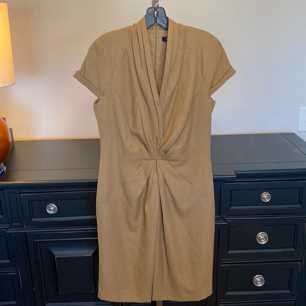 Ellen Tracy Tan Pleated Dress